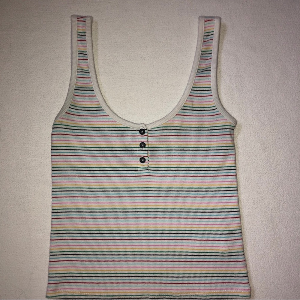 Rainbow/White Stripe tank top